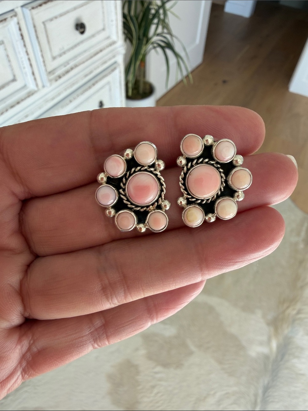 🦋 On Reserve Navajo Cluster Pink Earrings